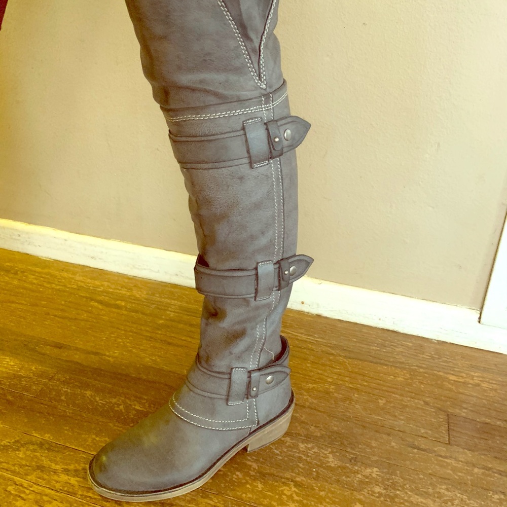 Knee high faux leather boot